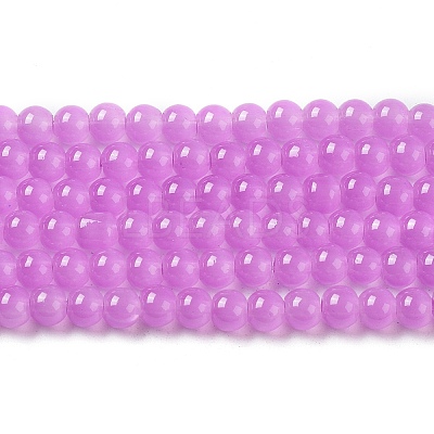 Baking Paint Imitation Jade Glass Round Bead Strands X-DGLA-Q021-4mm-44-1