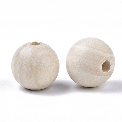 Unfinished Natural Wood Beads X-WOOD-S651-A30mm-LF-1