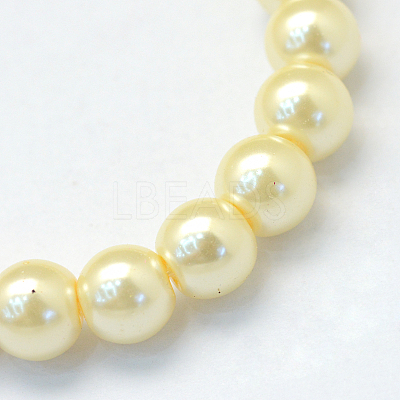 Baking Paint Pearlized Glass Pearl Round Bead Strands HY-Q003-10mm-21-1