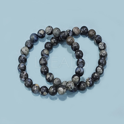 Natural Glaucophane Stretch Beaded Bracelets G-A185-01W-1