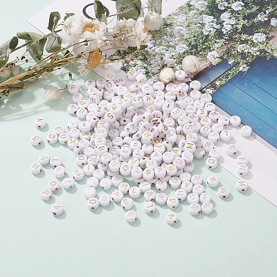500Pcs Plating Acrylic Beads PACR-YW0001-07-1