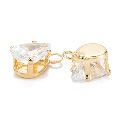 Brass Clear Cubic Zirconia Charms ZIRC-G170-09G-1
