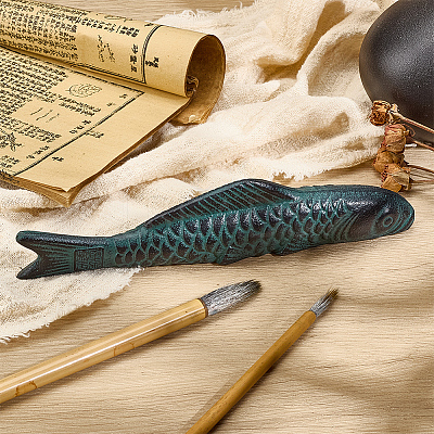 Fish Iron Chinese Calligraphy Paper Weight Cast AJEW-WH0455-138-1