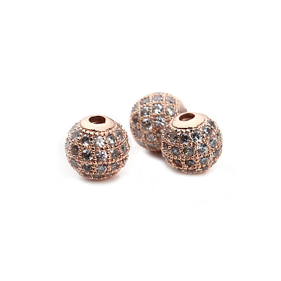 CZ Brass Micro Pave Grade AAA Clear Color Cubic Zirconia Round Beads LS-KK-O065-6mm-05RG-NR-1