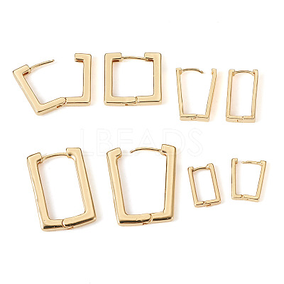 8Pcs 4 Size Brass Rectangle Hoop Earrings for Women EJEW-TA0001-12-1