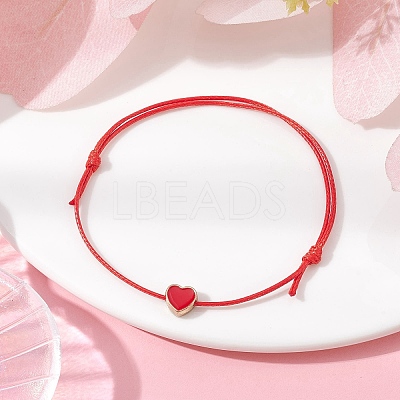 10Pcs Alloy Enamel Heart Braided Bead Bracelets Set BJEW-JB09740-01A-1