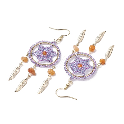 304 Stainless Steel with Glass Dangle with Natural Agate Stud Earring EJEW-MZ00185-02-1