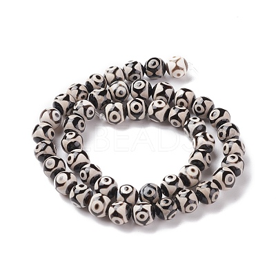 Natural Tibetan 3-Eye dZi Agate Beads Strands G-F354-07-1
