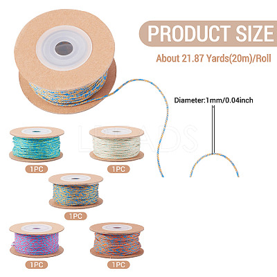 5 Rolls 5 Colors 20M 18-Ply Cotton Twisted Cord OCOR-TA0003-64A-1