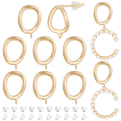 5 Pairs Brass Stud Earring Findings KK-BC0011-59-1