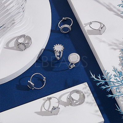 20Pcs 4 Styles 304/201 Stainless Steel Open Cuff Ring Findings STAS-ME0003-06-1