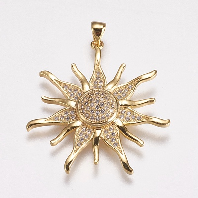 Brass Micro Pave Cubic Zirconia Pendants ZIRC-E143-57G-1