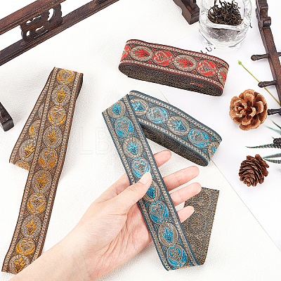 3 Rolls 3 Colors Ethnic Style Embroidery Polyester Ribbons OCOR-PH0001-22-1