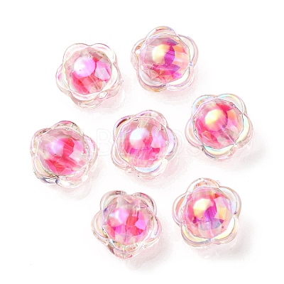 UV Plating Rainbow Iridescent Acrylic Beads OACR-A014-03C-1