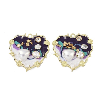 Rack Plating Alloy Enamel Pendants FIND-I038-16B-1