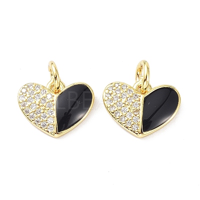 Eco-Friendly Brass Micro Pave Clear Cubic Zirconia Enamel Pendants ZIRC-C021-45G-06-1