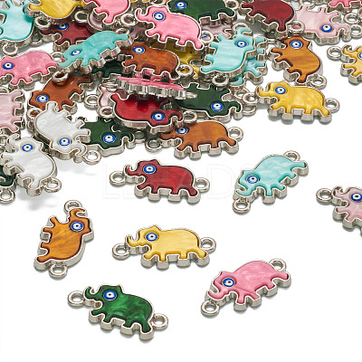 48Pcs 8 Colors Alloy Enamel Elephant Connector Charms ENAM-TA0001-80P-1