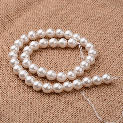 Polished Round Grade A Shell Pearl Bead Strands BSHE-M027-6mm-28-1