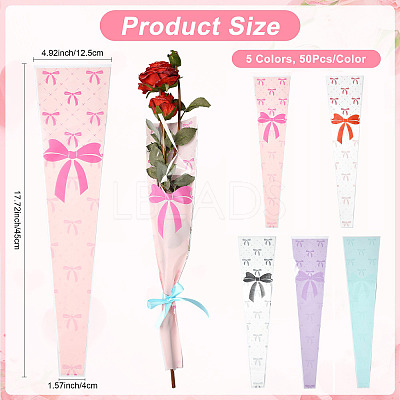Bowknot Print Transparent PE Cone Flower Sleeves ABAG-FZC0002-001H-1