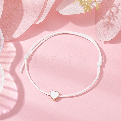 Alloy Enamel Heart Braided Bead Bracelet BJEW-JB09739-01-1