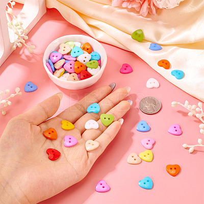 150Pcs Acrylic Heart Buttons BUTT-TA0001-38-1