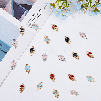 80Pcs 4 Colors Rack Plating Alloy Enamel Pendant Rhinestone Settings FIND-DC0003-11-1
