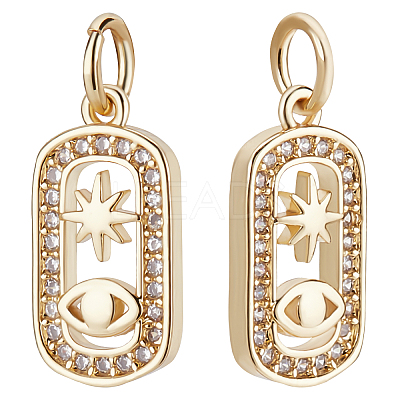 10Pcs Brass Micro Pave Clear Cubic Zirconia Charms ZIRC-BBC0001-25-1