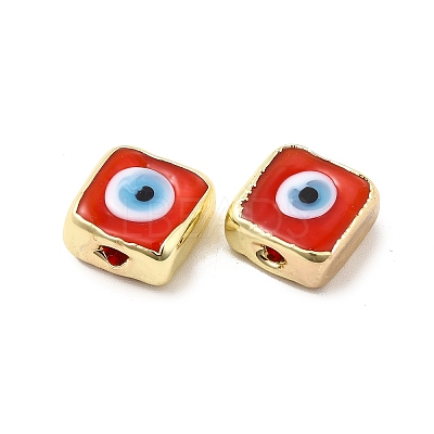 Brass Enamel Beads KK-F842-02D-1