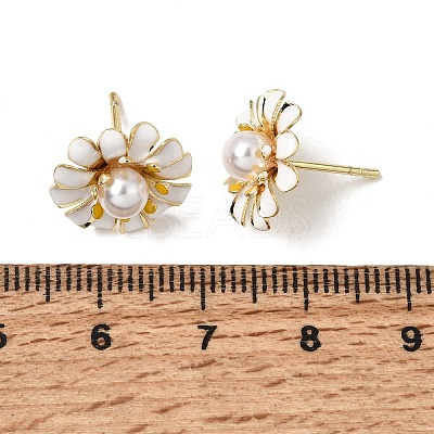 Brass Enamel Stud Earrings KK-CBA8324-27G-04-1
