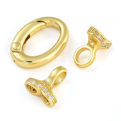 Rack Plating Brass Micro Pave Clear Cubic Zirconia Fold Over Clasps KK-A234-003G-01-1