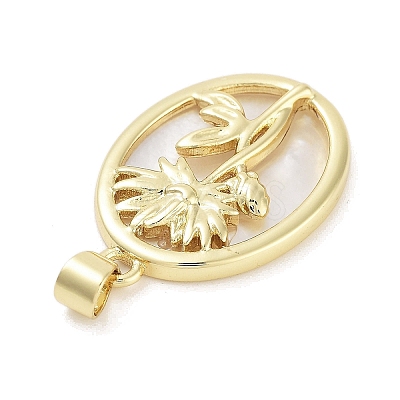 Rack Plating Brass Pave Shell Pendants KK-Z064-28G-05-1