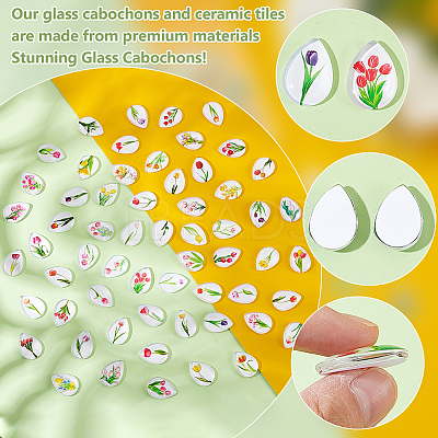 1Set Glass Cabochons GGLA-PH0001-65E-1