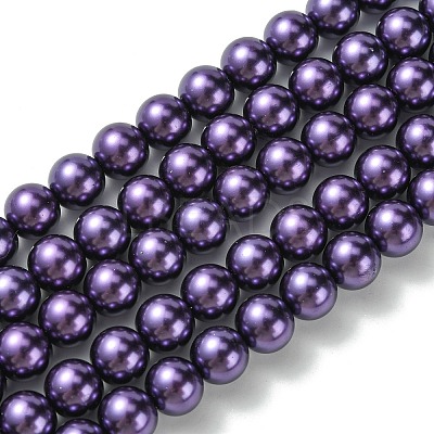 Eco-Friendly Dyed Glass Pearl Round Bead Strands X-HY-A002-10mm-RB099-1