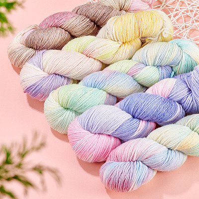 1 Skein 80% Wool 20% Acrylic Fiber Rainbow Segment Dyed Yarn OCOR-TA0003-02D-1