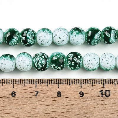 Transparent Baking Paint Glass Beads Strands X-DGLA-N009-8mm-06-1