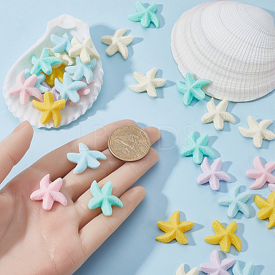 72Pcs 6 Colors Opaque Resin Cabochons RESI-SC0002-79-1