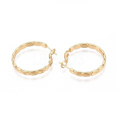 Oval Brass Hoop Earrings EJEW-T047-97G-1