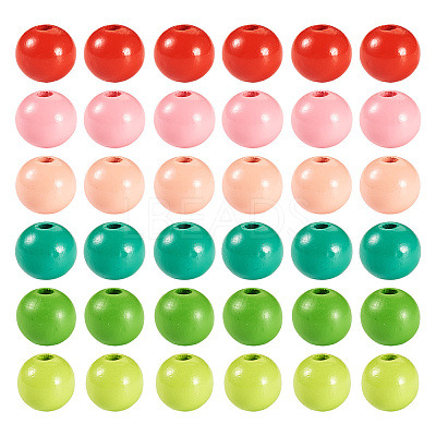 240Pcs 6 Colors Natural Wooden Beads WOOD-TA0002-74E-1