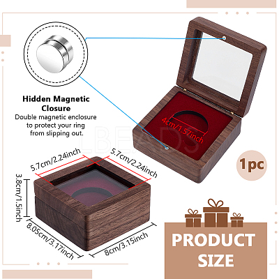 Wood Badge Packing Magnetic Boxes with Acrylic Visible Window Lid CON-WH0095-239A-02-1