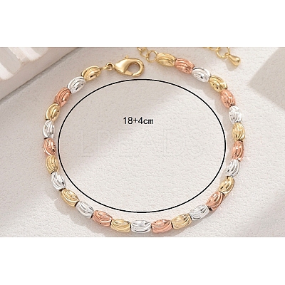French Classic Style Brass Grooved Oval Beaded Bracelets for Women JM7505-1-1