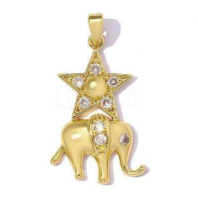 Brass Micro Pave Clear Cubic Zirconia Pendants CU-OY001-51G-1