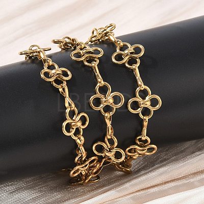 304 Stainless Steel Flower Link Chain Necklaces SA-CBA2696-03G-1