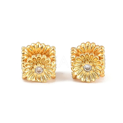 Brass Micro Pave Clear Cubic Zirconia Beads CU-CBA6A75-34G-1