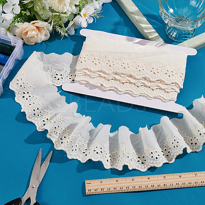5 Yards Cotton Embroidery Flower Lace Ribbons SRIB-MA0001-04-1