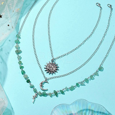 Natural Green Aventurine Chip Beads Necklaces for Women NJEW-JN04804-1