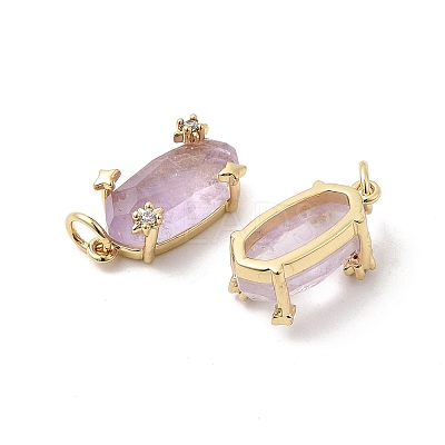 Faceted Natural Amethyst Pendants KK-Z137-14G-03-1