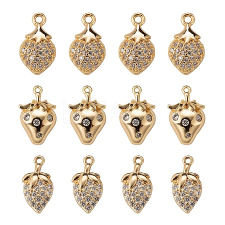 6Pcs Brass Micro Pave Clear Cubic Zirconia Charms KK-LS0001-41-1