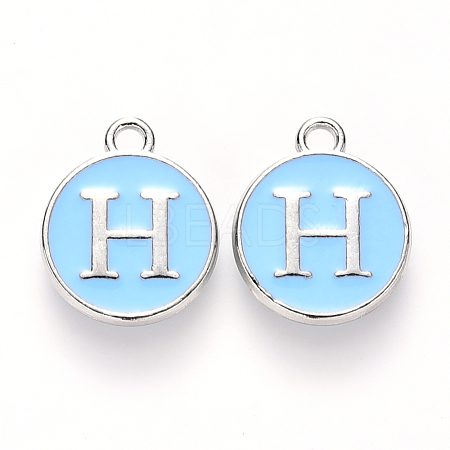 Platinum Plated Alloy Enamel Charms ENAM-S118-04H-P-1