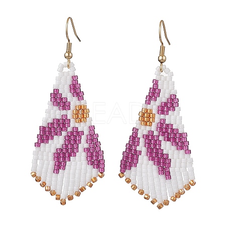 Glass Seed Beaded Dangle Earrings EJEW-MZ00167-02-1