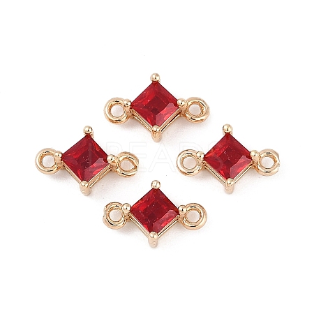 Brass Pave Glass Rhombus Links Connector Charms GLAA-Q088-001J-1